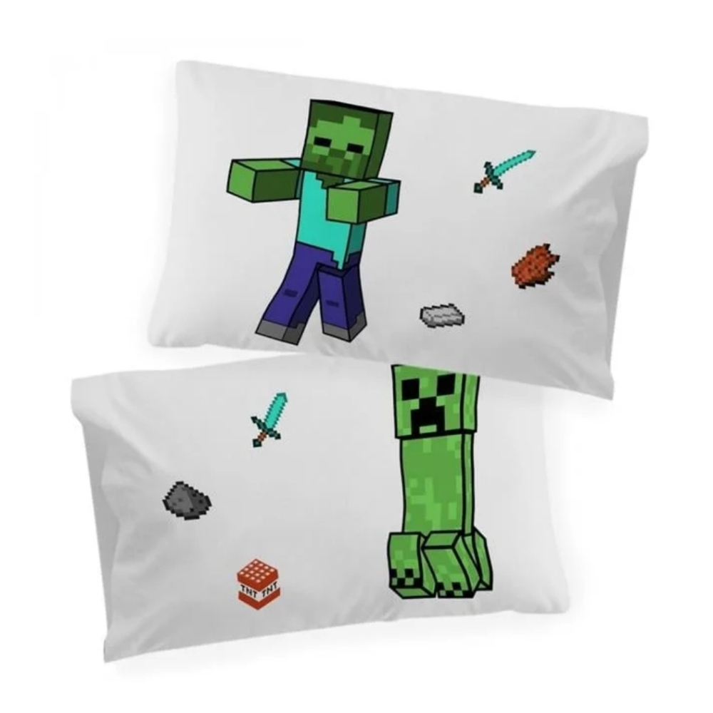 2 Glow In The Dark Minecraft Pillow Cases